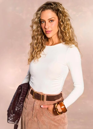 Doce Trama - Blusa Jardim Decor em Ribana Branco - DOCE TRAMA