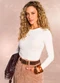 Doce Trama - Blusa Jardim Decor em Ribana Rosa - variação: Branco