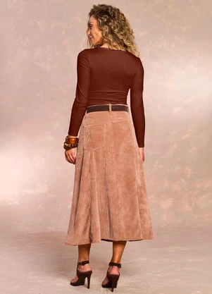 Doce Trama - Blusa Jardim Decor em Ribana Marrom - DOCE TRAMA