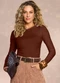 Doce Trama - Blusa Jardim Decor em Ribana Rosa - variação: Marrom
