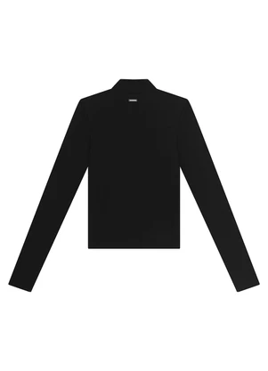 Enfim - Blusa Justa Canelada Preto - ENFIM