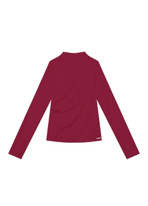 Enfim - Blusa Justa Drapeada Bordô - ENFIM