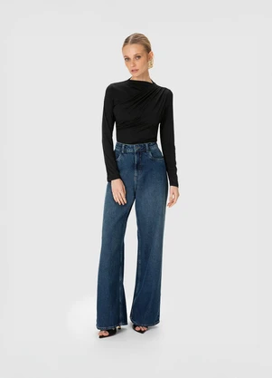 Enfim - Blusa Justa Drapeada Preto - ENFIM