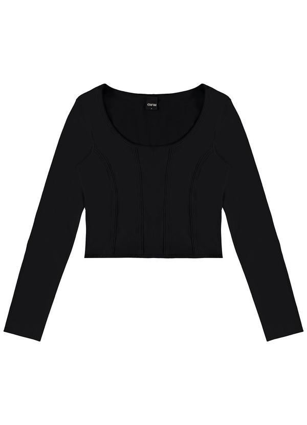 Enfim - Blusa Justa em Cotton Preto