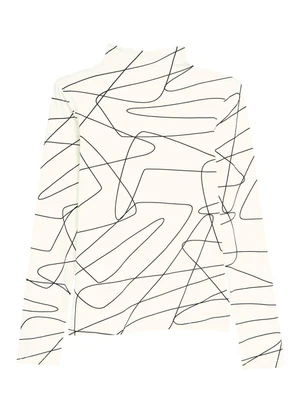 Malwee - Blusa Justa em Malha Abstrata Branco - MALWEE