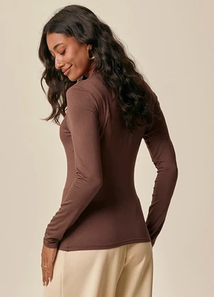 Malwee - Blusa Justa em Malha Marrom - MALWEE