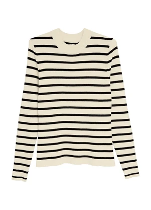 Malwee - Blusa Justa em Tricô Listrado Preto - MALWEE