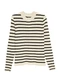 Malwee - Blusa Justa em Tricô Listrado Amarelo - variação: Preto