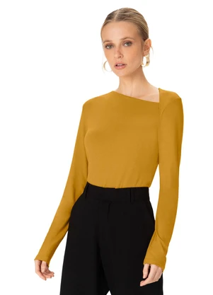 Enfim - Blusa Justa em Viscose Amarelo Mostarda - ENFIM