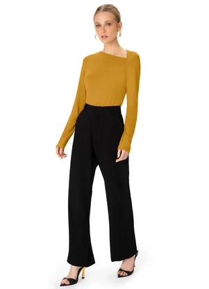 Enfim - Blusa Justa em Viscose Amarelo Mostarda - ENFIM