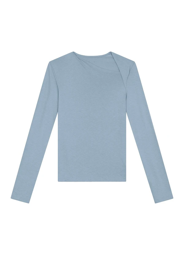 Enfim - Blusa Justa em Viscose Azul Pastel