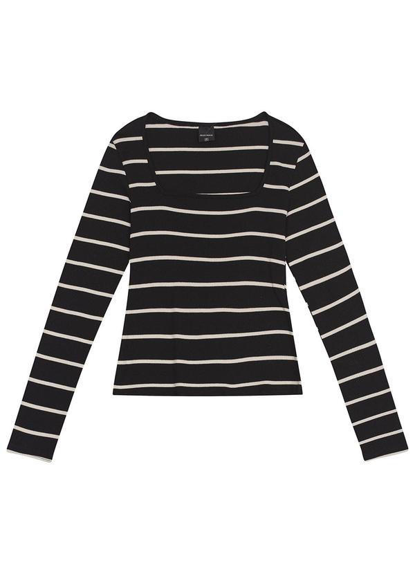 Malwee - Blusa Justa Listrada Preto