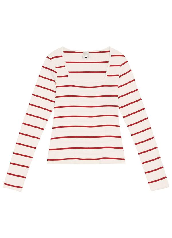 Malwee - Blusa Justa Listrada Vermelho