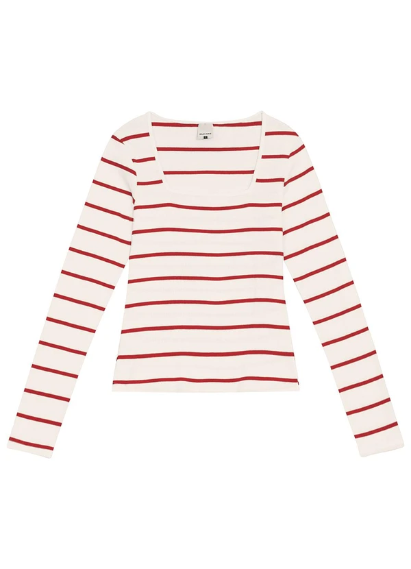 Malwee - Blusa Justa Listrada Vermelho