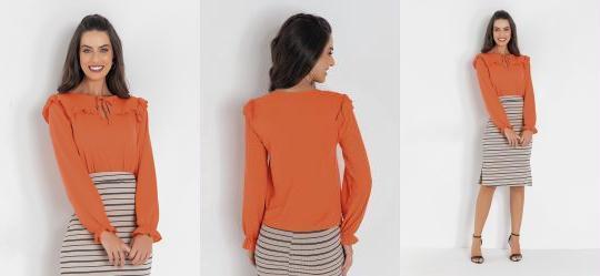 Blusa Laranja com Babado