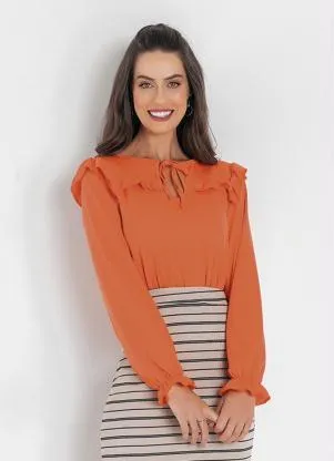 Rosalie - Blusa Laranja com Babado - ROSALIE