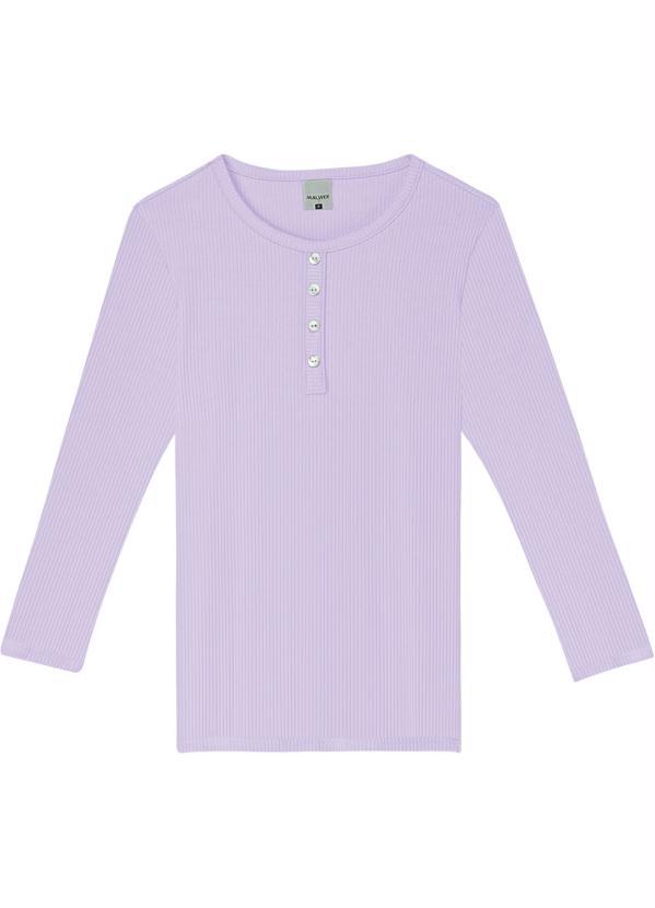 Malwee - Blusa Lavanda Canelada com Botões Feminino 1