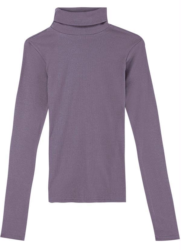 Malwee - Blusa Lavanda Gola Alta em Ribana Feminino
