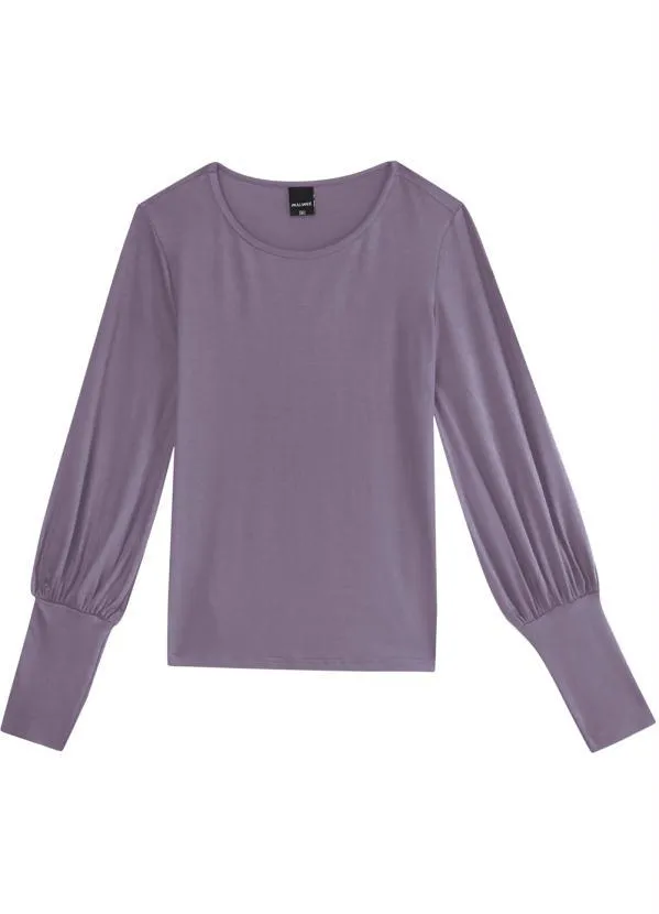 Malwee - Blusa Lavanda Viscose com Manga Bufante Feminino