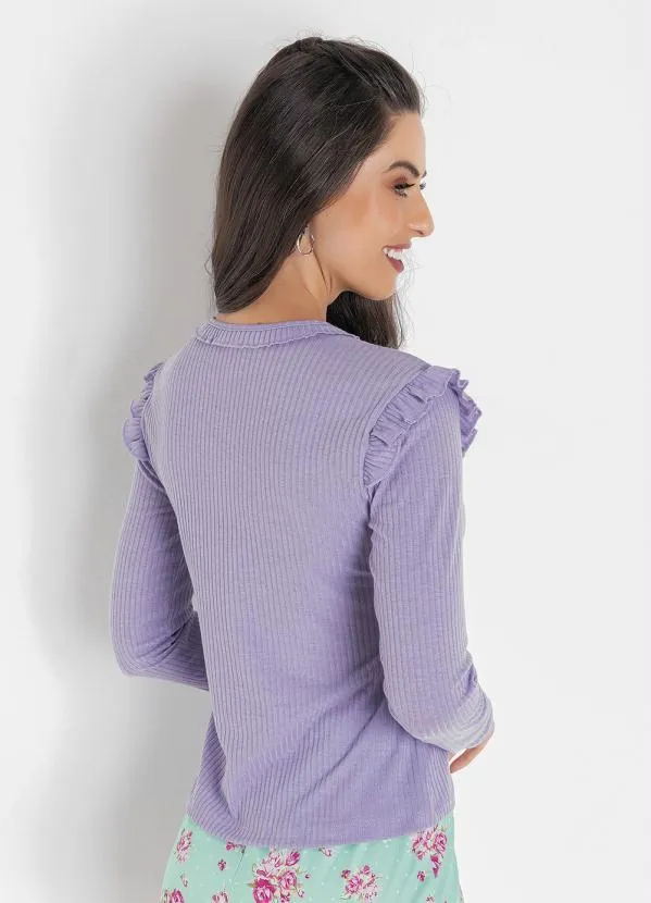 Rosalie - Blusa Lilás com Babado no Decote 2