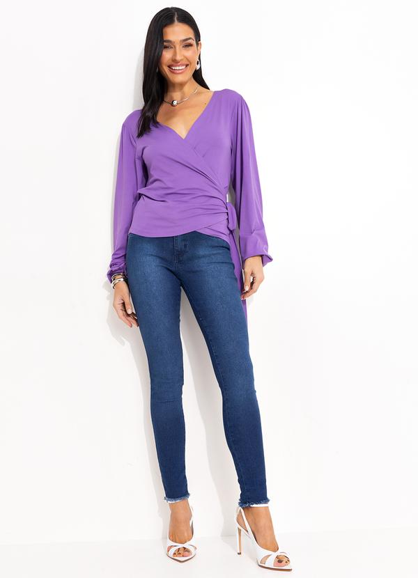 Quintess - Blusa Lilás Transpassada com Mangas Longas 2
