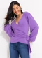 Quintess - Blusa Telha Transpassada com Mangas Longas - variação: Lilás
