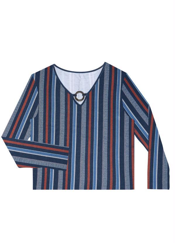 Rovitex - Blusa Listrada Azul