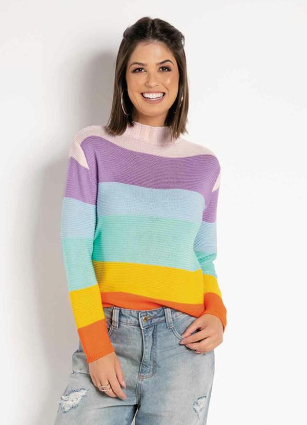 Rosalie - Blusa Listrada Colorida em Tricô com Mangas 2