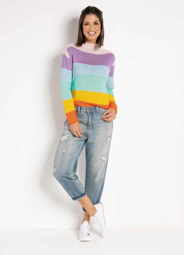 Rosalie - Blusa Listrada Colorida em Tricô com Mangas 4