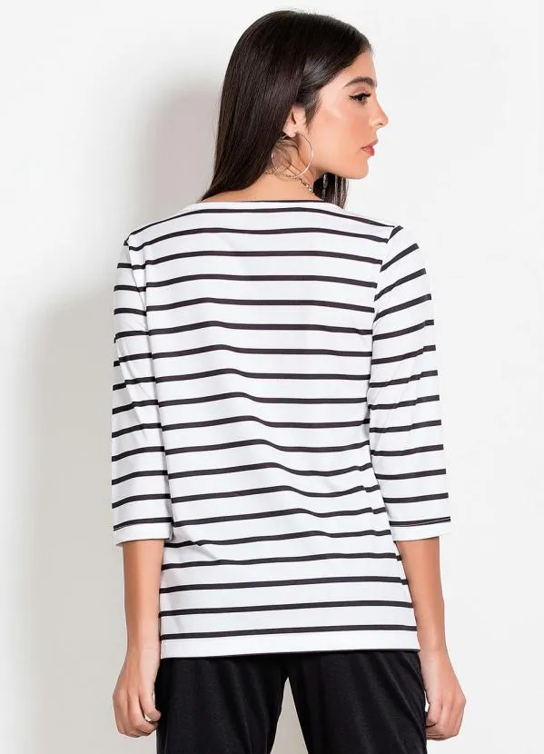 Moda Pop - Blusa Listrada com Mangas Longas 2