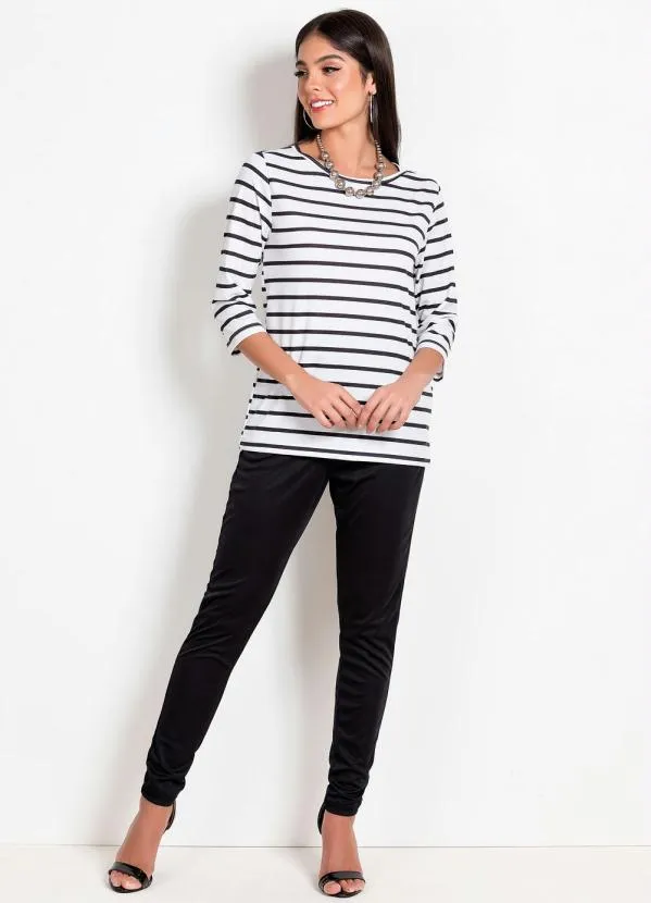 Moda Pop - Blusa Listrada com Mangas Longas 3