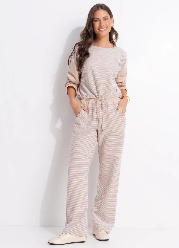 Quintess - Blusa Listrada em Malha Texturizada com Amarração na Barra 5