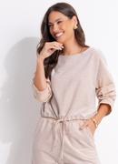 Blusa Listrada em Malha Texturizada com Amarra��o na Barra