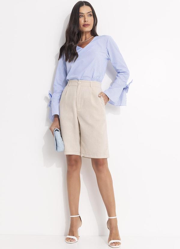 Quintess - Blusa Listrado Azul em Tricoline 7