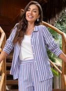 Blusa Listrado Colorido em Viscose Plana