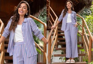 Blusa Listrado Colorido em Viscose Plana