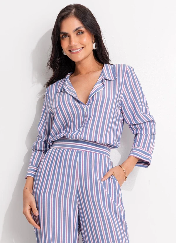 Quintess - Blusa Listrado Colorido em Viscose Plana 16