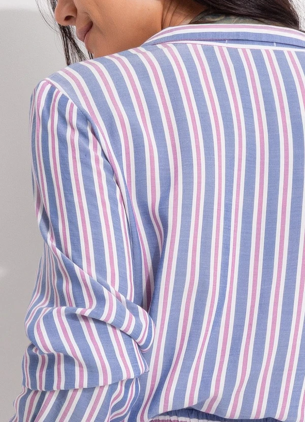 Quintess - Blusa Listrado Colorido em Viscose Plana 18