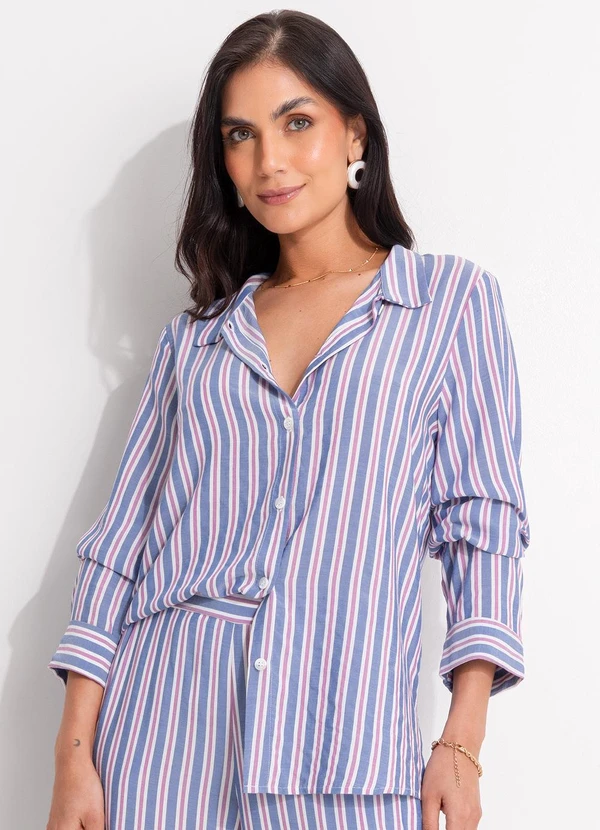 Quintess - Blusa Listrado Colorido em Viscose Plana 9