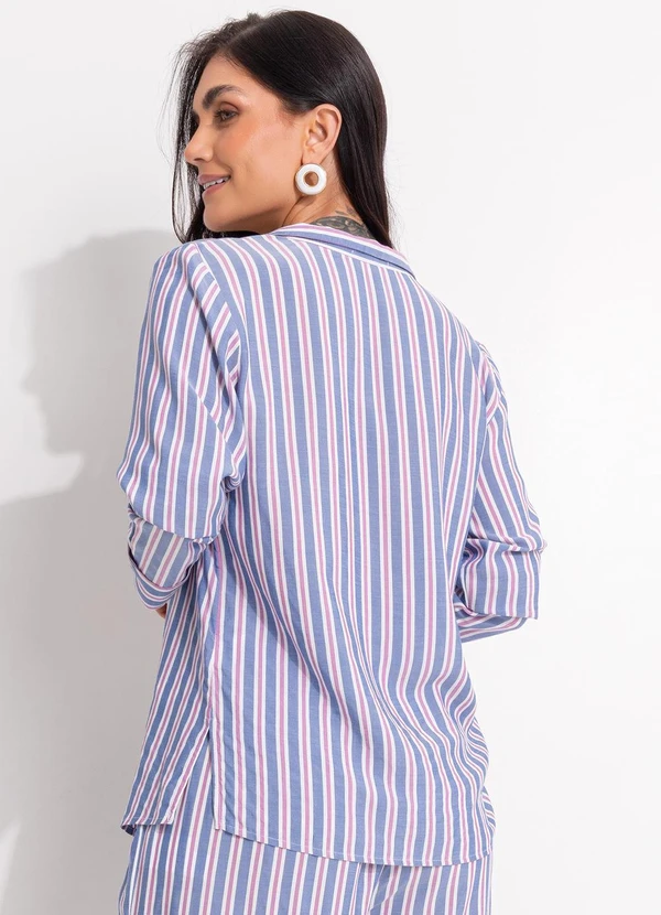 Quintess - Blusa Listrado Colorido em Viscose Plana 10