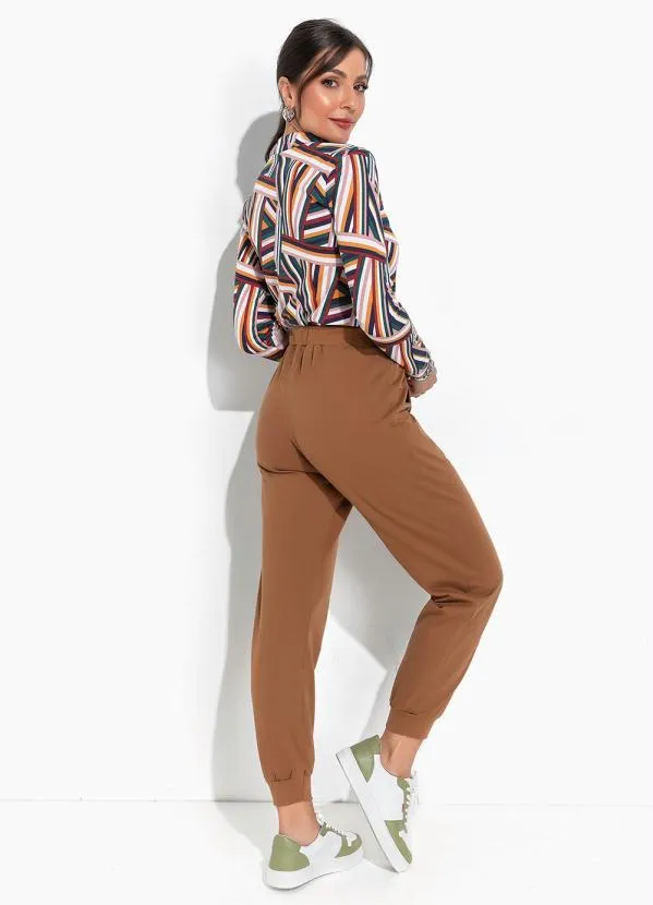 Moda Pop - Blusa Listras Mostarda com Gola no Decote 4