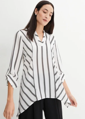 bonprix - Blusa Listras P&B em Crepe Plano - BONPRIX