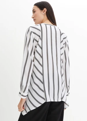 bonprix - Blusa Listras P&B em Crepe Plano - BONPRIX