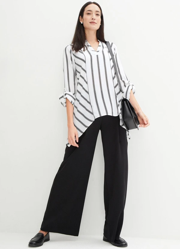 bonprix - Blusa Listras P&B em Crepe Plano 3