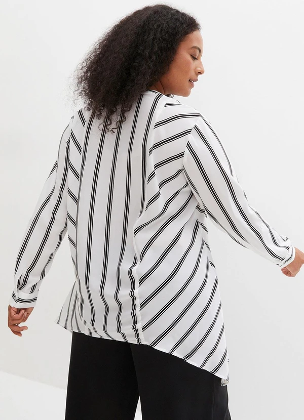 bonprix - Blusa Listras P&B em Crepe Plano 6