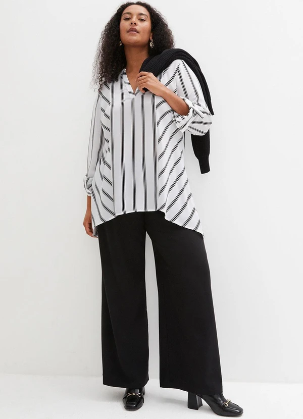 bonprix - Blusa Listras P&B em Crepe Plano 7