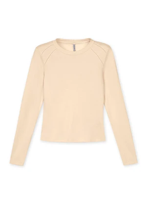Marialícia - Blusa Longa Feminina Esmera Suedine Bege - MARIALÍCIA