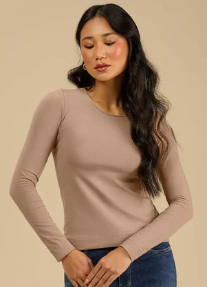 Angel - Blusa M/Longa Cotton Basic Bege - ANGEL