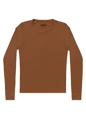 Angel - Blusa M/Longa Cotton Basic Marrom - ANGEL