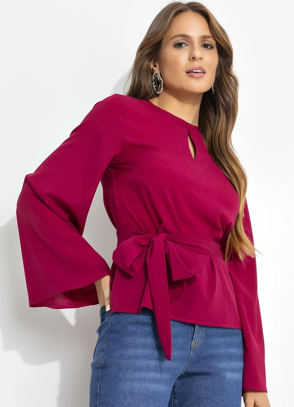 Quintess - Blusa Magenta em Crepe Plano